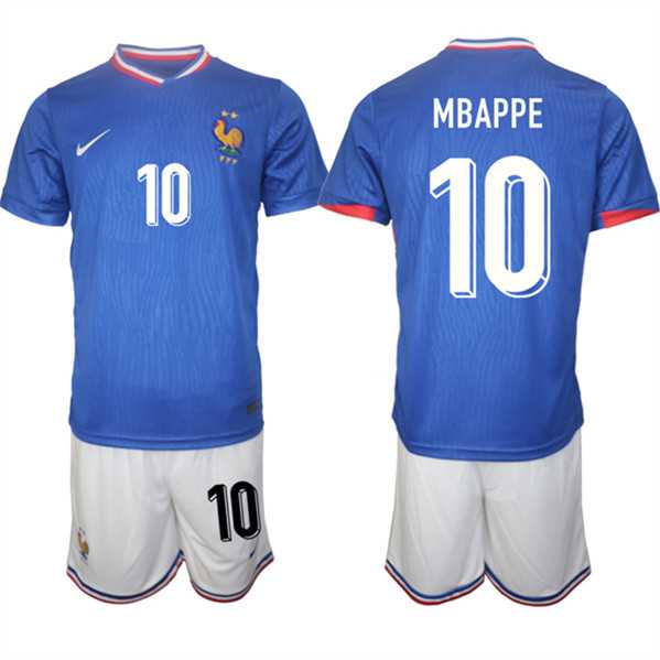 Men's France #10 Mbappe Blue 2024-25 Home Soccer Jersey Suit,We sell and wholesale Men's France #10 Mbappe Blue 2024-25 Home Soccer Jersey Suit on line form chian!